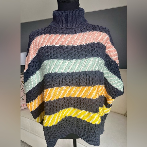 ANTHROPOLOGIE - MULTICOLORED PONCHO - ONE SIZE - Picture 2 of 8